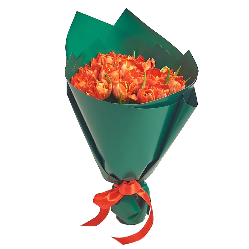 15 оранжевых пионовидных тюльпанов