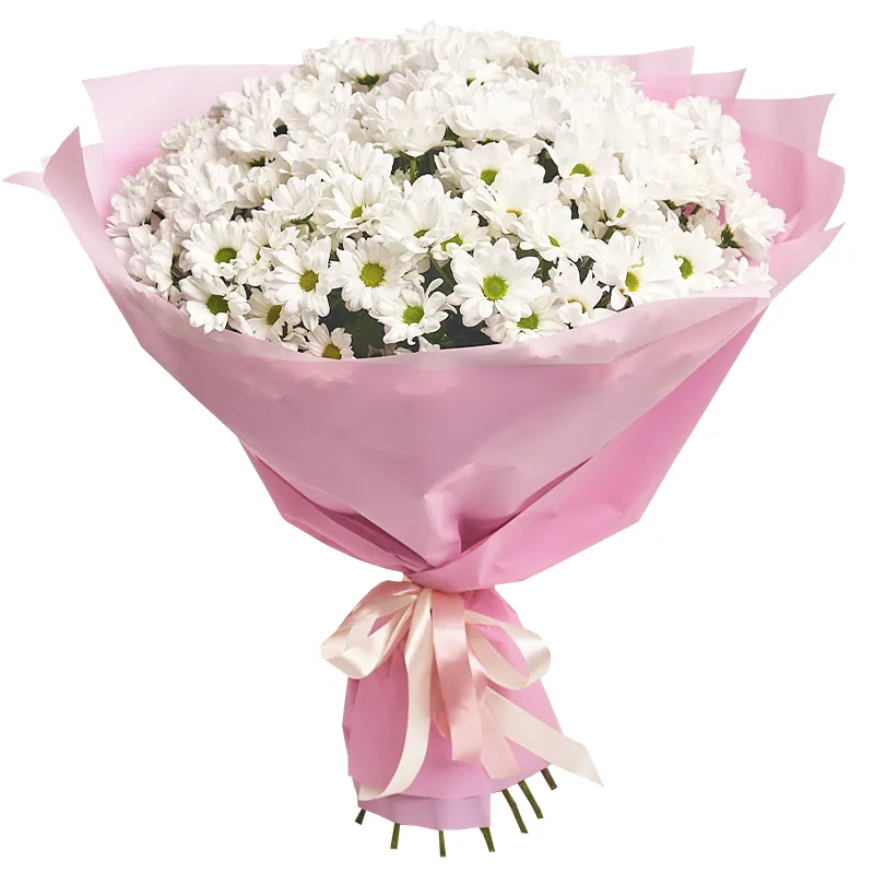 Букет из 15 белых кустовых хризантем